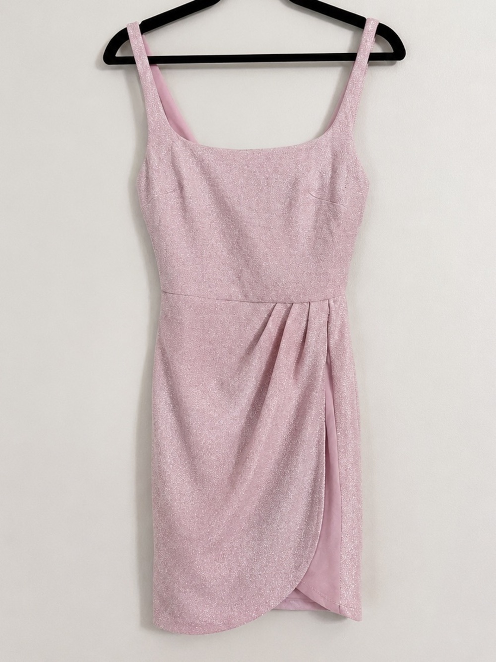 Mi Ami Mini Dress Pink Metallic Shimmer Tulip Hem Size S Cocktail Party